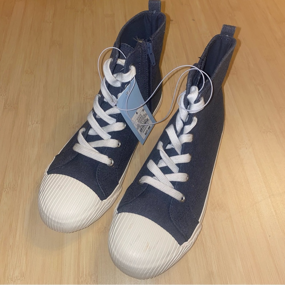 Boys Shiloh Lace-Up Zipper High Top Sneakers Cat & Jack Blue Denim New Size 2